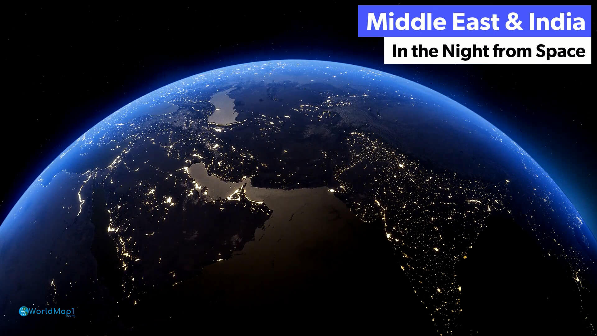 Middle East and India in the Night from Space